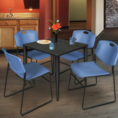 REGENCY Kahlo Square Table & Chair Sets, 36 W, 36 L, 29 H, Wood, Metal, Polypropylene Top, Ash Grey TPL3636AGBK44BE